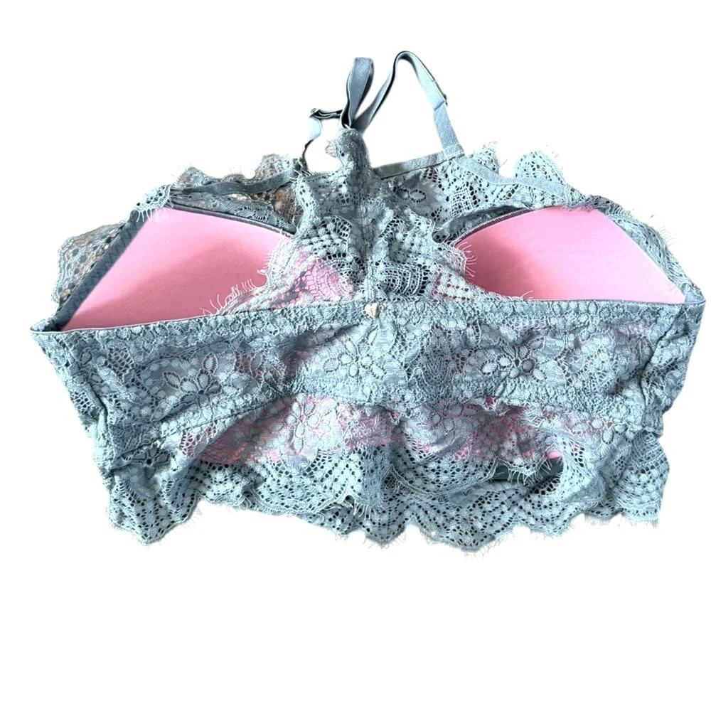 Bra Bralette Victoria’s Secret PINK Elegant Lace Bralette in Gray Medium